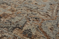 9x12 Beige, Tan, Brown Color Hand Knotted Embossed Look Wool and Silk Transitional Oriental Rug