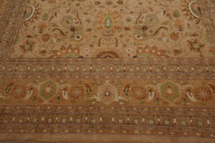 9x12 Tan, Brown, Caramel Color Hand Knotted All-Over 100% Wool Traditional Oriental Rug