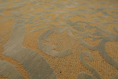 9x12 Tan, Grey, Color Hand Knotted Floral 100% Wool Country Oriental Rug