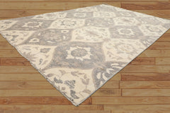 6x9 Ivory, Gray, Taupe Color Hand Knotted Oushak Wool Transitional Oriental Rug