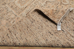 9x12 Tan, Beige, Gray Color Hand Knotted Embossed Look Wool and Silk Transitional Oriental Rug