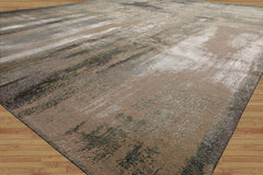 8x10 Beige, Gray, Taupe Color Hand Knotted Sherpa Wool and Silk Modern Oriental Rug