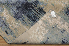 9x12 Gray, Beige, Aqua Color Hand Knotted Sherpa Wool and Silk Modern Oriental Rug
