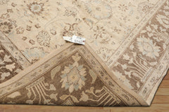 8x10 Beige, Mocha, Aqua Color Hand Knotted Oushak Wool Traditional Oriental Rug