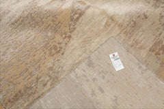 9x12 Beige, Tan, Gray Color Hand Knotted Sherpa Wool and Silk Modern Oriental Rug