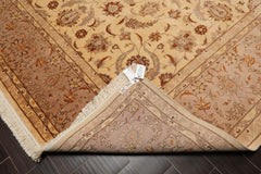 9x12 Ivory, Taupe, Brown Color Hand Knotted All-Over 100% Wool Traditional Oriental Rug