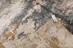 8x10 Gray, Ivory, Slate Color Hand Knotted Sherpa Wool and Silk Modern Oriental Rug