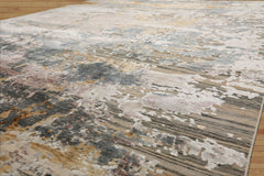 8x10 Gray, Ivory, Slate Color Hand Knotted Sherpa Wool and Silk Modern Oriental Rug