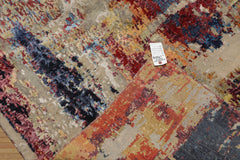 9x12 Beige, Rust, Gold Color Hand Knotted Sherpa Wool and Silk Modern Oriental Rug