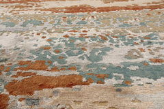 8x10 Beige, Aqua, Brown Color Hand Knotted Sherpa Wool and Silk Modern Oriental Rug