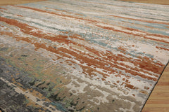 8x10 Beige, Aqua, Brown Color Hand Knotted Sherpa Wool and Silk Modern Oriental Rug