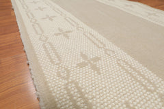 Runner Taupe, Beige, Color Machine Made All-Over 100% Wool Art Deco Style Oriental Rug