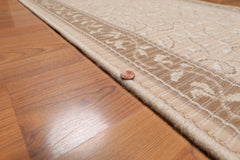 Runner Taupe, Beige, Brown Color Machine Made Floral 100% Wool Traditional Oriental Rug