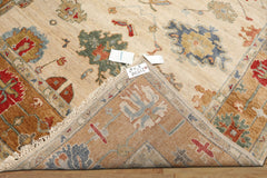 6x9 Beige, Peach, Blue Color Hand Knotted Oushak Wool Traditional Oriental Rug