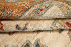6x9 Beige, Peach, Blue Color Hand Knotted Oushak Wool Traditional Oriental Rug