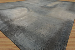 10x14 Gray, Beige, Celadon Color Hand Knotted Sherpa Wool and Silk Modern Oriental Rug
