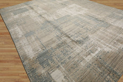 8x10 Beige, Slate, Ivory Color Hand Loomed Sherpa Wool and Silk Modern Oriental Rug