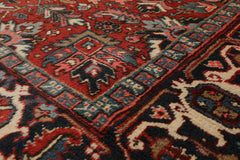 8x10 Orangy Red, Ivory, Blue Color Hand Knotted All-Over 100% Wool Traditional-Persian/Oriental Oriental Rug