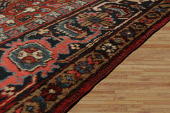 8x10 Orangy Red, Ivory, Blue Color Hand Knotted All-Over 100% Wool Traditional-Persian/Oriental Oriental Rug