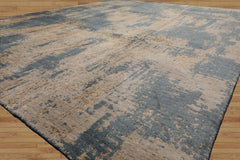 8x10 Beige, Tan, Blue Color Hand Loomed Sherpa Wool and Silk Modern Oriental Rug