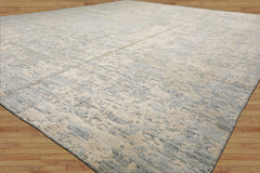 8x10 Ivory, Slate, Beige Color Hand Loomed Sherpa Wool and Silk Modern Oriental Rug