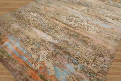 9x12 Beige, Green, Aqua Color Hand Knotted Sherpa Wool and Silk Contemporary Oriental Rug