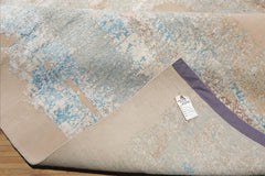 9x12 Ivory, Sea Foam, Taupe Color Hand Knotted Sherpa Wool and Silk Contemporary Oriental Rug