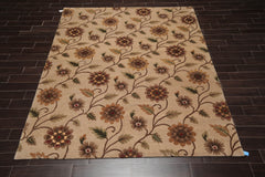 8x10 Tan, Brown, Red Color Hand Knotted All-Over 100% Wool Transitional Oriental Rug