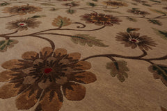 8x10 Tan, Brown, Red Color Hand Knotted All-Over 100% Wool Transitional Oriental Rug