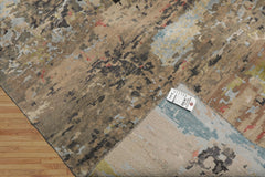 9x12 Beige, Tan, Gray Color Hand Knotted Sherpa Wool and Silk Modern Oriental Rug