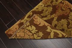 2x3 Brown, Mustard, Rust Color Hand Knotted All-Over Wool & Silk||Wool Transitional Oriental Rug