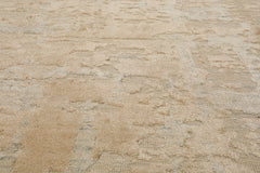 8x10 Beige, Faded Peach, Sea Foam Color Hand Loomed Sherpa Wool and Silk Modern Oriental Rug