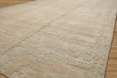 8x10 Beige, Faded Peach, Sea Foam Color Hand Loomed Sherpa Wool and Silk Modern Oriental Rug