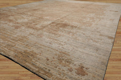8x10 Beige, Peach, Gray Color Hand Loomed Sherpa Wool and Silk Modern Oriental Rug
