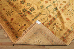 9x12 Gold, Aqua, Burnt Orange Color Hand Knotted Oushak Wool Traditional Oriental Rug