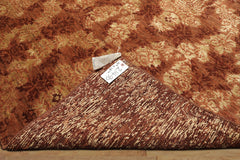 10x14 Rust, Burnt Orange, Pistachio Color Hand Knotted Tibetan Wool & Bamboo Silk Transitional Oriental Rug