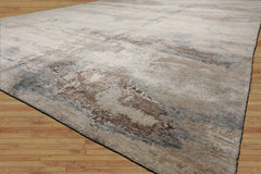 9x12 Beige, Ivory, Gray Color Hand Knotted Sherpa Wool and Silk Modern Oriental Rug