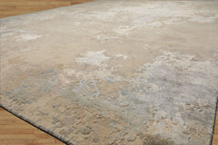 10x14 Beige, Gray, Ivory Color Hand Knotted Sherpa Wool and Silk Modern Oriental Rug