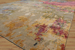 8x10 Beige, Mint, Ivory Color Hand Knotted Sherpa Wool and Silk Modern Oriental Rug