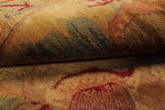 9x12 Gold, Sage, Red Color Hand Knotted Agra Wool Traditional Oriental Rug