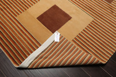 9x12 Beige, Brown, Burnt Orange Color Hand Knotted All-Over 100% Wool Modern Oriental Rug