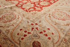 8x10 Red, Beige, Gray Color Hand Knotted All-Over 100% Wool Traditional Oriental Rug