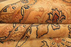 9x12 Tan, Peach, Navy Color Hand Knotted Oushak Wool Traditional Oriental Rug