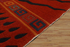 3x5 Burnt Orange, Charcoal, Gold Color Hand Knotted Animal Print Wool Art Deco Oriental Rug