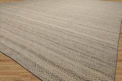 9x12 Ivory, Beige, Brown Color Hand Woven Flatweave Wool Geometric Oriental Rug