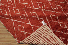 9x12 Burnt Orange, White, Color Hand Knotted Moroccan Wool Tribal Oriental Rug