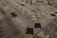 9x12 Beige, Gray, Brown Color Hand Woven Flatweave Wool Tribal Oriental Rug