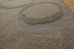 9x12 Gray, Beige, Sage Color Hand Knotted Sculpted Wool Modern Oriental Rug