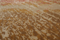 9x12 Beige, Gold, Tan Color Hand Knotted Abstract Wool and Silk Modern Oriental Rug