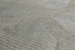 9x12 Tone on Tone Gray, , Color Hand Knotted Ribbed Bamboo Silk Modern Oriental Rug